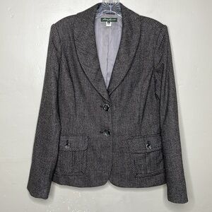 EDDIE BAUER Blazer Brown Wool Blend Tweed Old English Countryside Academia 8